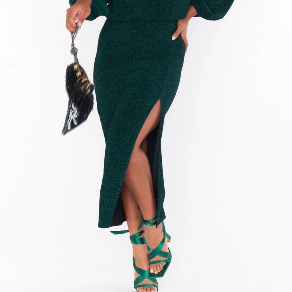Show Me Your Mumu Emerald Shimmy Set with Miracle MIDI Skirt - Size Medium